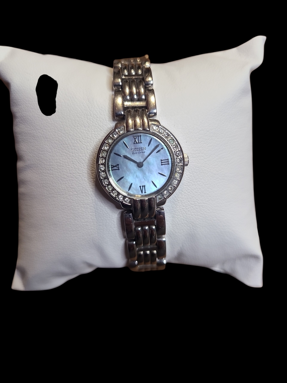 Citizen Eco Drive Watch with Mother-of-Pearl Dial and Crystal Bezel Solar Works